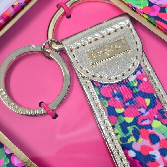 Lilly Pulitzer ✦ Wild Confetti Key Fob ✦ Gold Leatherette Accents Vibrant Print - Picture 5 of 5